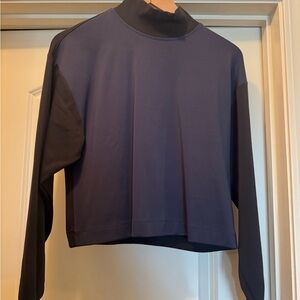 Athleta Black and Navy mock neck Top